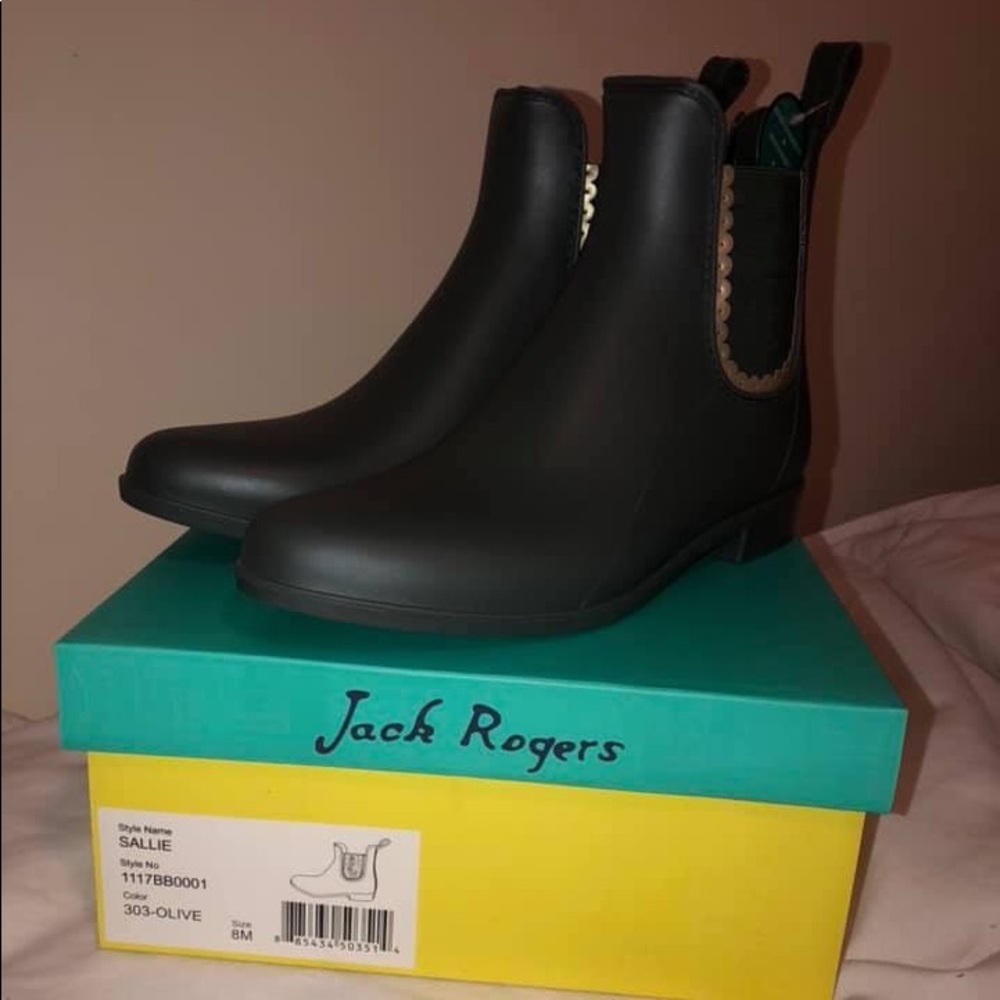 Hunter green Jack Roger rain boots